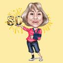 Caricature d'une personne en pied à partir d'une photo pour un cadeau d'anniversaire
