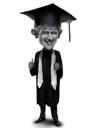 Graduate Caricature in Black and White Style