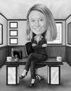 Freelance Manager Cartoon Gift - Full Body Caricature in Black and White Style with Custom Background
