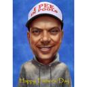 Happy Father's Day Cartoon Portrait Gift from Photo on One Colored Background