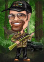 Holding Gun Full Body Caricature