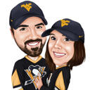Caricatura deportiva personalizada de dos personas
