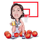 Exaggerated Basketball Player Caricature in Uniform