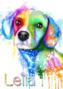 Beagle-Aquarell-Porträt aus Fotos im Regenbogen-Stil