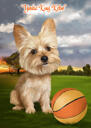 Head and Shoulders Yorkie Cartoon Portrait in Color Style from Photo