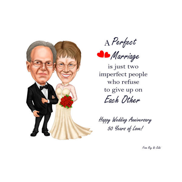 Wedding Anniversary Drawing with Text