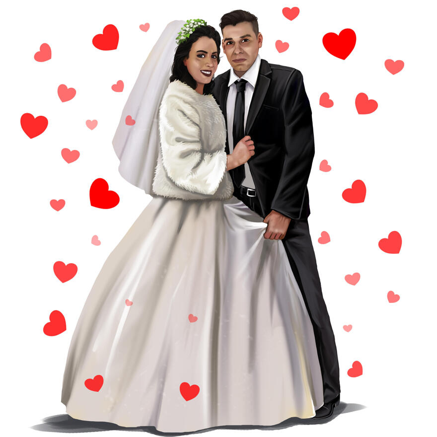Bride and Groom Caricature as Wedding Gift on Poster