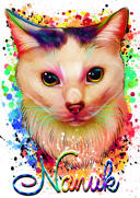 Cat+Art%3A+mukautettu+akvarellikissamaalaus