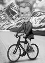 Person Riding Bicycle: Black and White Style