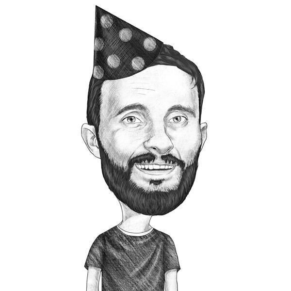 Regalo de caricatura de cumpleaños 25 en estilo blanco y negro de Photo