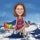 Karikatura letadla: Osoba v digitálním stylu letadla