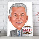 Caricatura regalo per la festa del papà in stile colorato da foto stampata su tela