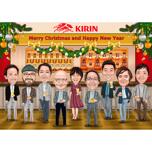 New Year Caricature: Corporate Company Group
