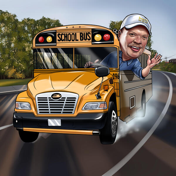 School Bus Driver Caricature Gift