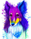 Shining Collie Cartoon Caricature i Neon Watercolor Style fra Photos