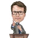 Caricatura de palestrante de conferência a partir de foto