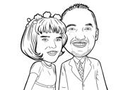 Caricature de couple exagérée drôle à partir de photos dans le style de contour