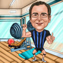 Fitnessstudio-Karikatur: Übertriebenes digitales Cartoon-Bild