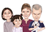 Familie met Labrador Portret Tekening