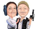 Printsess+Leia+ja+Luke+karikatuurjoonistus