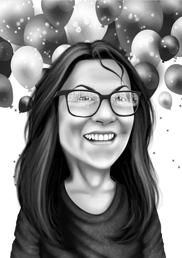 Tillykke med tegning i sort og hvid