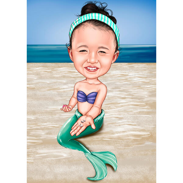 Caricatura di bambino come sirena