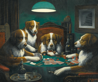 1. "Perros jugando al póquer" de Cassius Marcellus Coolidge (1894)-0