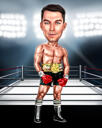 Özel Boxer Hediyesi için Baş ve Omuzlarda Renk Stilinde Boks Karikatürü