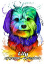 Regenbogen-Hundeportrait mit Jahren des Lebens