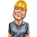 Construction Company Employee Cartoon Painting in Colored Style