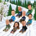 Snow Sled Caricature Corporate Christmas Card