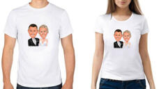 T-shirt Printed Couple Caricature in Colored Style