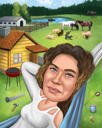 Mum on Vacation Caricature Picture