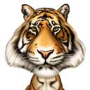 Portret de desene animate cu tigru colorat