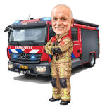 Brandmanspresentkarikatyr från foto