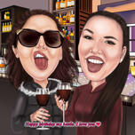 Besties cu pahare de vin