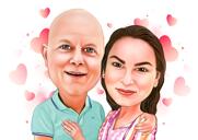 Couple Engagement Caricature with Custom Background