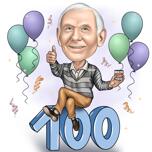 Pielāgota 100 gadu jubilejas dāvanu karikatūra