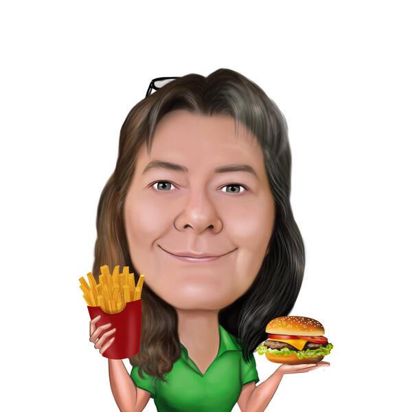 Caricatura de logotipo de comida rápida personalizada en estilo de color de fotos