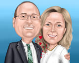 Caricatura di una coppia di genitori da foto con sfondo