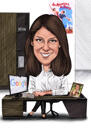 Caricatura del lavoratore di contabilità personalizzata in stile a colori con sfondo