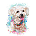 Bichon Maltaise Toy Dog in Soft Watercolor Pastel Style from Photos