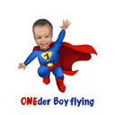 Happy Boy Kid Superhelden-Karikatur-Karikatur von Photo