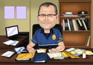 Caricature de bureau dessiné à la main