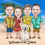 Caricature d'amis en vacances