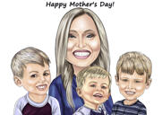 Ritratto personalizzato di madre con figli