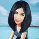 Summer Vacation Caricature of Person in Colored Style from Photos