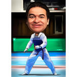 Taekwondo Caricature of Person in Color Style