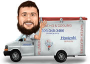 Caricatura de motorista de caminhão da empresa