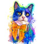 Akvarel duhová kočka portrét